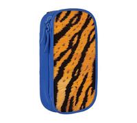 JKLQWC Grande trousse à crayons avec motif rayé imprimé tigre - Grande trousse de rangement portable pour bureau, école, adolescent, fille, garçon, adulte, noir, bleu, Taille unique, Cartable