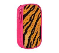 JKLQWC Grande trousse à crayons avec motif rayé imprimé tigre - Grande trousse de rangement portable pour bureau, école, adolescent, fille, garçon, adulte, noir, rose, Taille unique, Cartable
