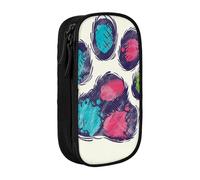 JKLQWC Grande trousse à crayons colorée avec imprimé patte de chien - Grande trousse de rangement portable pour bureau, école, adolescent, fille, garçon, adulte, noir, Noir , Taille unique, Cartable