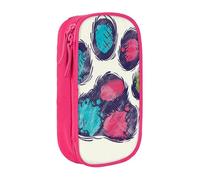 JKLQWC Grande trousse à crayons colorée avec imprimé patte de chien - Grande trousse de rangement portable pour bureau, école, adolescent, fille, garçon, adulte, noir, rose, Taille unique, Cartable