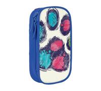 JKLQWC Grande trousse à crayons colorée avec imprimé patte de chien - Grande trousse de rangement portable pour bureau, école, adolescent, fille, garçon, adulte, noir, bleu, Taille unique, Cartable