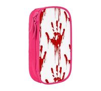 JKLQWC Grande trousse à crayons imprimée avec empreintes de mains sanglantes - Grande trousse de rangement portable pour bureau, école, adolescent, fille, garçon, adulte, noir, rose, One Size