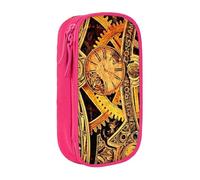 JKLQWC Grande trousse à crayons imprimée engrenages steampunk cool - Grande trousse de rangement portable pour bureau, école, adolescent, fille, garçon, adulte, noir, rose, One Size, Cartable