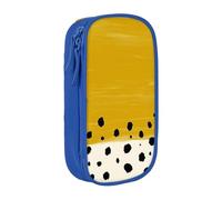 JKLQWC Grande trousse à crayons imprimée jaune moutarde et noire - Grande trousse de rangement portable pour bureau, école, adolescent, fille, garçon, adulte, noir, bleu, One Size, Cartable