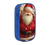 JKLQWC Grande trousse à crayons imprimée Merry Christmas - Jolie pochette à stylos - Boîte de rangement portable pour bureau, école, adolescent, fille, garçon, adulte, noir, bleu, Taille unique