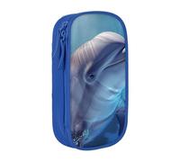 JKLQWC Grande trousse à crayons imprimée Winter The Dolphin - Grande trousse de rangement portable pour bureau, école, adolescent, fille, garçon, adulte, noir, bleu, Taille unique, Cartable