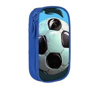 JKLQWC Grande trousse de rangement portable avec imprimé ballon de football pour bureau, école, adolescent, fille, garçon, adulte, noir, bleu, Taille unique, Cartable