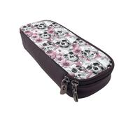 JKLQWC Haunted The Mansion - Trousse à crayons en cuir synthétique avec fermeture éclair pour filles et garçons - Jolie trousse à crayons pour le bureau et l'école, Tête de mort florale., One Size