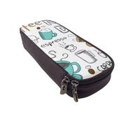 JKLQWC Haunted The Mansion - Trousse à crayons en cuir synthétique avec fermeture éclair pour filles et garçons - Jolie trousse à crayons pour le bureau et l'école, Délicieux café., One Size, Cartable