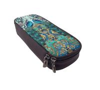 JKLQWC Haunted The Mansion - Trousse à crayons en cuir synthétique avec fermeture éclair pour filles et garçons - Jolie trousse à crayons pour le bureau et l'école, Paon élégant., One Size, Cartable