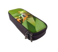 JKLQWC Haunted The Mansion - Trousse à crayons en cuir synthétique avec fermeture éclair pour filles et garçons - Jolie trousse à crayons pour le bureau et l'école, Funny Frogs, One Size, Cartable