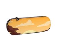 JKLQWC Haunted The Mansion Trousse à crayons imprimée en cuir synthétique avec fermeture éclair pour bureau, école, voyage, Éléphant et girafe au coucher du soleil, One Size, Cartable