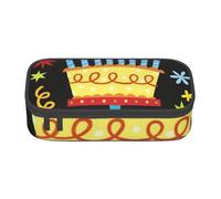 JKLQWC Haunted The Mansion - Trousse à crayons imprimée mignonne avec compartiment de grande capacité avec fermeture éclair pour bureau, école, voyage, Big Cake Happy Birthday, One Size, Cartable