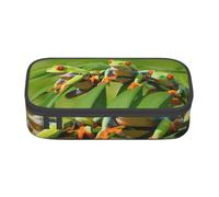 JKLQWC Haunted The Mansion - Trousse à crayons imprimée mignonne avec compartiment de grande capacité avec fermeture éclair pour bureau, école, voyage, Funny Frogs, One Size, Cartable