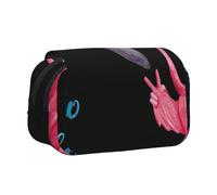 JKLQWC Haunted The Mansion - Trousse à crayons pour enfants, hommes et femmes, deux couches de grande capacité, trousse de maquillage, organisateur pour bureau, école, voyage, Lunettes Hello Flamant