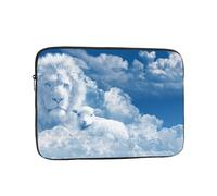 JKLQWC Housse d'ordinateur portable résistante aux chocs pour ordinateur portable - Motif feuille de fougère - Pour voyage, bureau, école, Agneau avec un lion sur les nuages, 17 inch