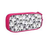 JKLQWC Jolie trousse à crayons avec imprimé bébé pingouins avec fermeture éclair pour bureau, école, adolescent, fille, garçon, adulte, noir, rose, One Size, Cartable
