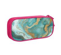 JKLQWC Jolie trousse à crayons avec imprimé marbre turquoise doré avec fermeture éclair pour bureau, école, adolescent, fille, garçon, adulte, noir, rose, Taille unique, Cartable