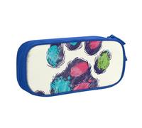 JKLQWC Jolie trousse à crayons colorée avec motif patte de chien - Fermeture éclair - Pour bureau, école, adolescent, fille, garçon, adulte, noir, bleu, Taille unique, Cartable