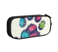 JKLQWC Jolie trousse à crayons colorée avec motif patte de chien - Fermeture éclair - Pour bureau, école, adolescent, fille, garçon, adulte, noir, Noir , Taille unique, Cartable