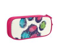 JKLQWC Jolie trousse à crayons colorée avec motif patte de chien - Fermeture éclair - Pour bureau, école, adolescent, fille, garçon, adulte, noir, rose, Taille unique, Cartable