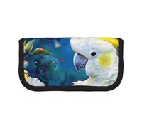 JKLQWC Jolie trousse à crayons en toile - Beau monde sous-marin dauphins imprimés corail papeterie et trousse de maquillage, grande capacité pour voyage, école, bureau, cadeaux, Belle fleur de