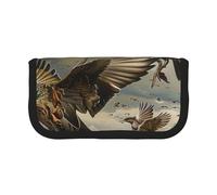 JKLQWC Jolie trousse à crayons en toile - Impression artistique Merry Christmas pour papeterie et maquillage, grande capacité pour voyage, école, bureau, cadeaux, Hunting Flying Wild, Taille unique