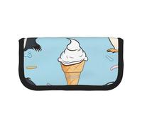 JKLQWC Jolie trousse à crayons en toile - Joli Père Noël imprimé papeterie et trousse de maquillage, grande capacité pour voyage, école, bureau, cadeaux, Jolis pingouins, Taille unique, Cartable