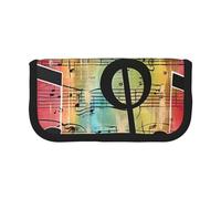 JKLQWC Jolie trousse à crayons en toile - Motif floral Impression artistique Pochette de papeterie et de maquillage, grande capacité pour voyage, école, bureau, cadeaux, Note de musique., Taille