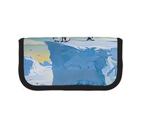 JKLQWC Jolie trousse à crayons en toile - Papillons noirs imprimés papeterie et trousse de maquillage, grande capacité pour voyage, école, bureau, cadeaux, Imprimé pingouins sur l'iceberg, Taille