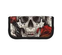 JKLQWC Jolie trousse à crayons en toile - Présentation de divers imprimés légumes papeterie et trousse de maquillage, grande capacité pour voyage, école, bureau, cadeaux, Tête de mort pour Halloween