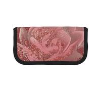 JKLQWC Jolie trousse à crayons en toile - Présentation de divers imprimés légumes papeterie et trousse de maquillage, grande capacité pour voyage, école, bureau, cadeaux, Rose à rayures dorées, Taille