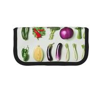 JKLQWC Jolie trousse à crayons en toile - Présentation de divers imprimés légumes papeterie et trousse de maquillage, grande capacité pour voyage, école, bureau, cadeaux, Présentation de divers