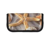 JKLQWC Jolie trousse à crayons en toile - Tournesol, fleurs, plantes, papillons imprimés, papeterie et maquillage, grande capacité pour voyage, école, bureau, cadeaux, Seashell Sandy Beach, Taille