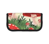 JKLQWC Jolie trousse à crayons en toile - Trousse de maquillage et de papeterie colorée avec impression de football, grande capacité pour voyage, école, bureau, cadeaux, Champignons de dessin animé