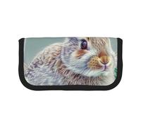 JKLQWC Jolie trousse à crayons en toile - Trousse de maquillage et de papeterie pour Halloween, lune, chauve-souris, grande capacité pour voyage, école, bureau, cadeaux, Lapin amusant, Taille unique