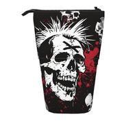 JKLQWC Jolie trousse à crayons rétractable sur pied - Belle trousse à maquillage avec motifs de coquillages pour voyage, école, bureau, cadeaux, Tête de mort punk blanche, Taille unique, Cartable