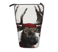 JKLQWC Jolie trousse à crayons rétractable sur pied - Belle trousse à maquillage avec motifs de coquillages pour voyage, école, bureau, cadeaux, Élan de Noël amusant., Taille unique, Cartable