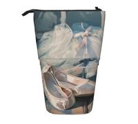 JKLQWC Jolie trousse à crayons rétractable sur pied - Imprimé chaussures de ballet papeterie et trousse de maquillage pour voyage, école, bureau, cadeaux, Chaussures de danse, Taille unique, Cartable
