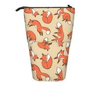 JKLQWC Jolie trousse à crayons rétractable sur pied, motif coucher de soleil, plage, papeterie et trousse de maquillage pour voyage, école, bureau, cadeaux, De nombreux renards, One Size, Trousse de