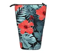 JKLQWC Jolie trousse à crayons rétractable sur pied - Motif tortue de mer bleue - Trousse de papeterie et de maquillage pour voyage, école, bureau, cadeaux, Rouge hibiscus, Taille unique, Cartable