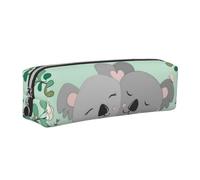 JKLQWC Koala Trousse à crayons en cuir imprimé avec fermeture éclair dorée - Organisateur simple et léger pour l'école, le bureau, les voyages, le maquillage, Argenté., One Size, Cartable