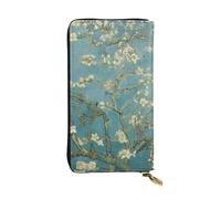 JKLQWC Long portefeuille en cuir synthétique imprimé Beach Maui Hawaï, coucher de soleil, vagues de mer, nuages, pour femmes et hommes avec porte-cartes, Fleur d'amandier, One Size, Moderne
