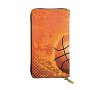JKLQWC Long portefeuille en cuir synthétique imprimé Beach Maui Hawaï, coucher de soleil, vagues de mer, nuages, pour femmes et hommes avec porte-cartes, Basketball, One Size, Moderne