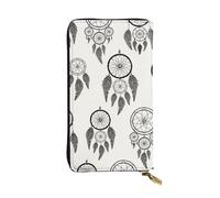 JKLQWC Long portefeuille vert avec imprimé lion pour femmes et hommes mignon en cuir PU porte-monnaie avec porte-cartes, Attrape-rêves gris., One Size, Moderne