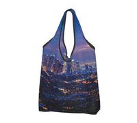 JKLQWC Los Angeles Skyline Lot de 3 sacs de courses pliables et réutilisables pour le shopping quotidien et les voyages