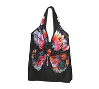 JKLQWC Lot de 2 sacs à provisions pliables imprimés jolis papillons réutilisables pour le shopping quotidien et les voyages