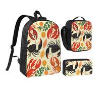 JKLQWC Lot de 3 sacs à dos avec sac à déjeuner isotherme et trousse à crayons pour étudiants, adolescents, filles, garçons et jeunes filles 43,2 cm, Mousqueton et crabe, Taille unique, Sac à dos