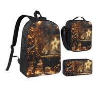 JKLQWC Lot de 3 sacs à dos avec sac à déjeuner isotherme et trousse à crayons pour étudiants, adolescents, filles, garçons et jeunes filles 43,2 cm, Merry Christmas and Happy New Year., Taille unique