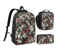 JKLQWC Lot de 3 sacs à dos colorés avec imprimé cupcakes Happy Birthday - 43,2 cm - Sac à déjeuner isotherme et trousse à crayons pour étudiants, adolescents, filles, garçons, camouflage, Taille